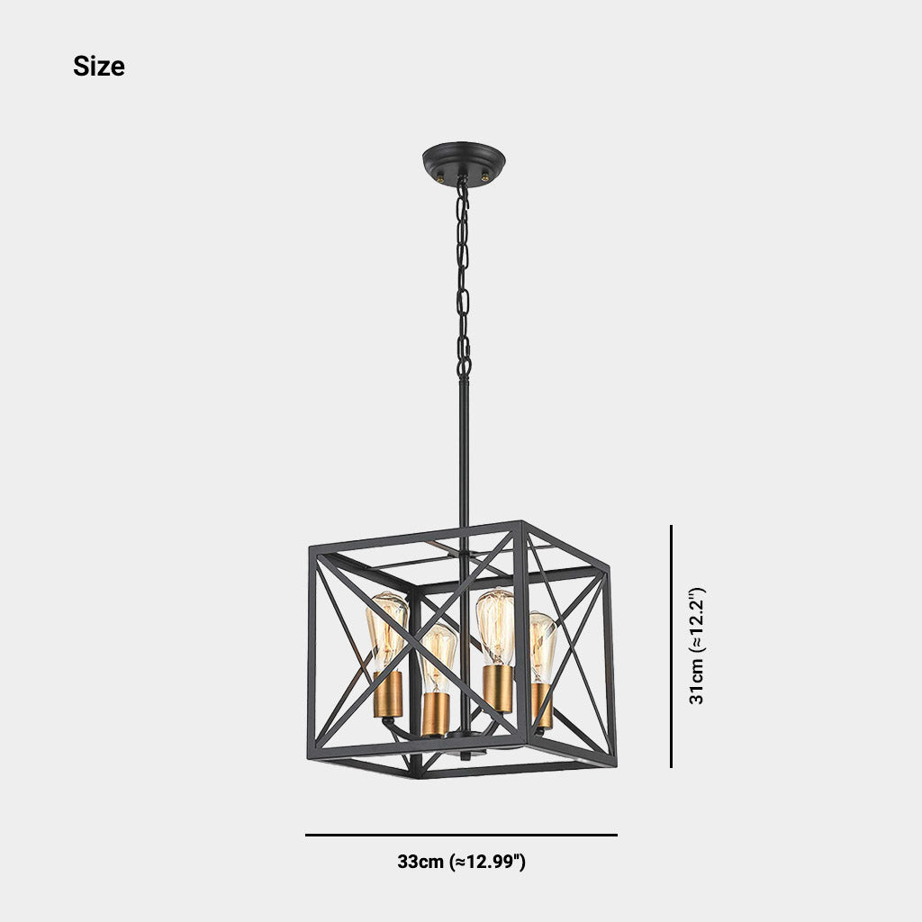 Suspension en fer industriel en forme de cube, noir