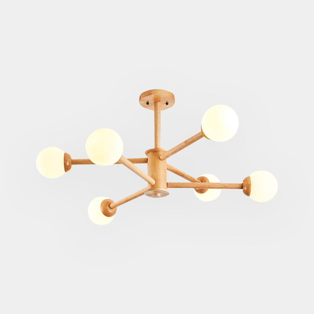 Suspension Sputnik Kroonluchter Plafondlamp Créative Boule, Bois & Verre