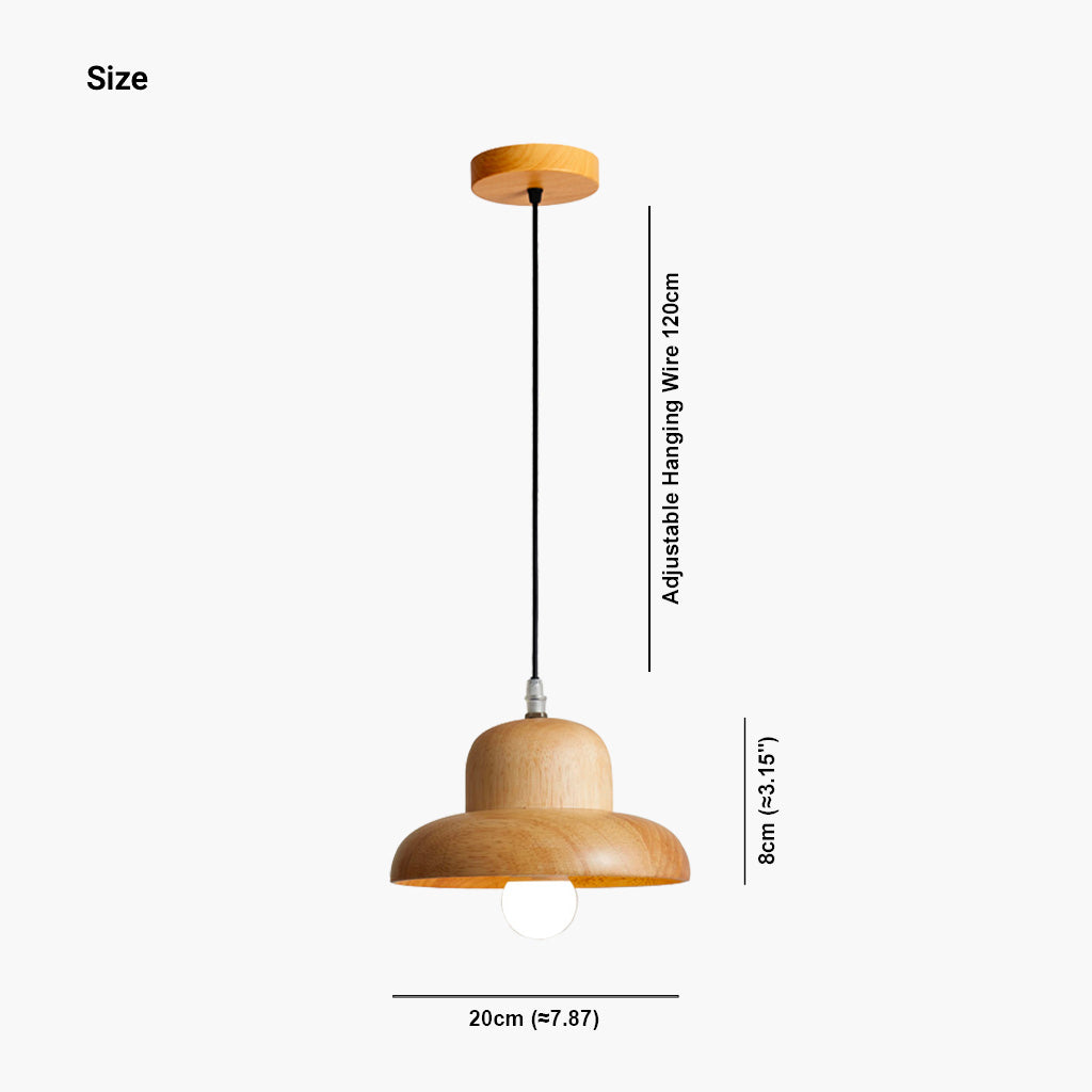 Suspension en bois classique en forme de champignon pour salle à manger, couleur bois