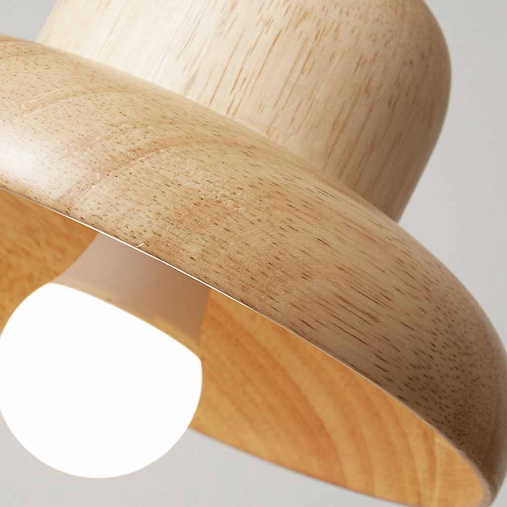 Suspension en bois classique en forme de champignon pour salle à manger, couleur bois