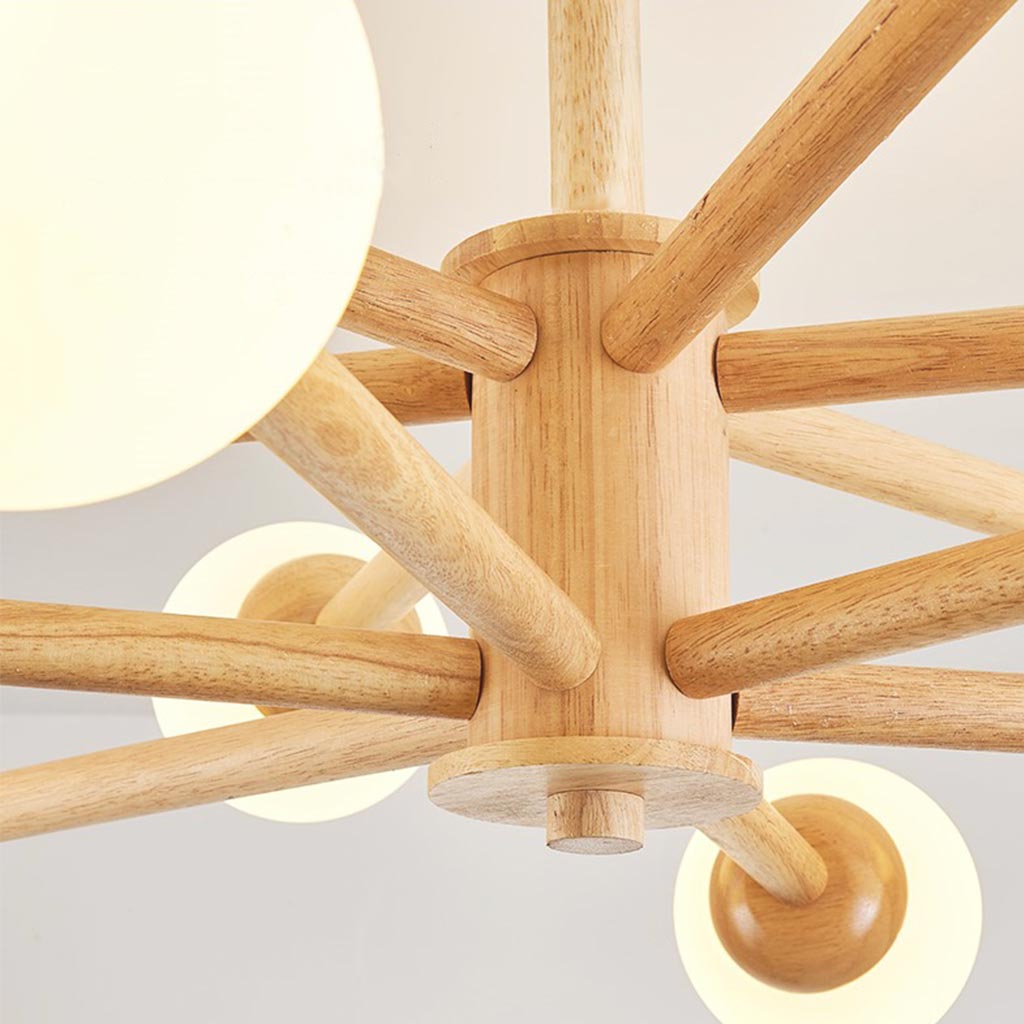 Suspension Sputnik Kroonluchter Plafondlamp Créative Boule, Bois & Verre