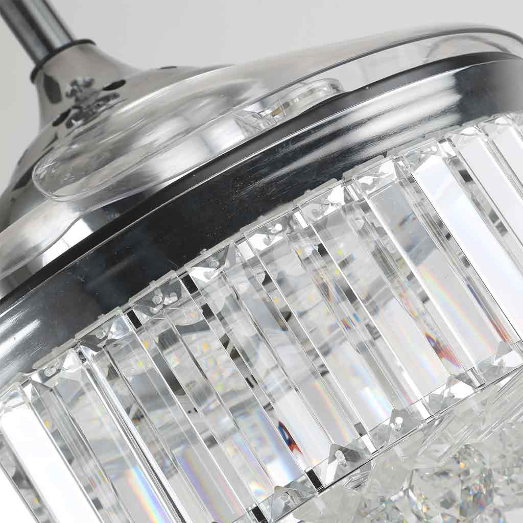 Ventilateur de plafond avec lumière Luxe cristal 3 pales chrome, 42''/36''