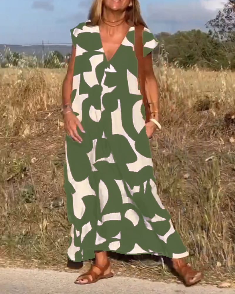 Amara™ - Robe maxi imprimée avec décolleté en V