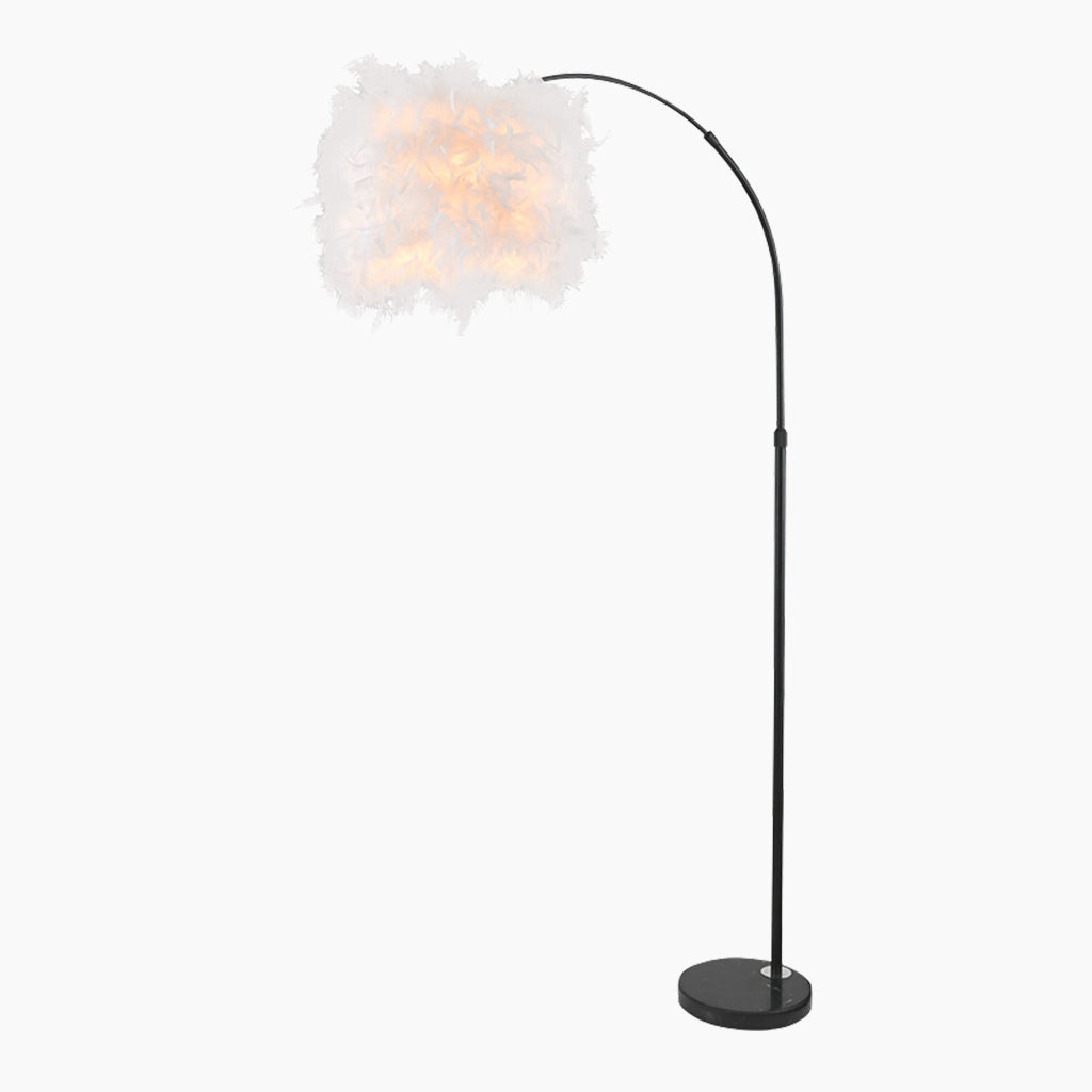Lampe sur pied Fluffy Fairy avec bras courbé, blanc/rose