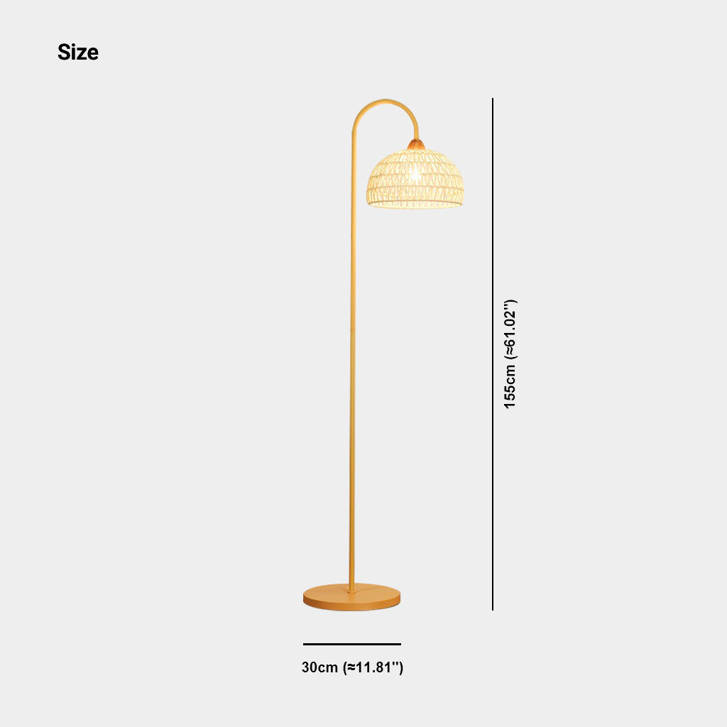Lampe sur pied Environnement Crème Rotin Courbé, Beige