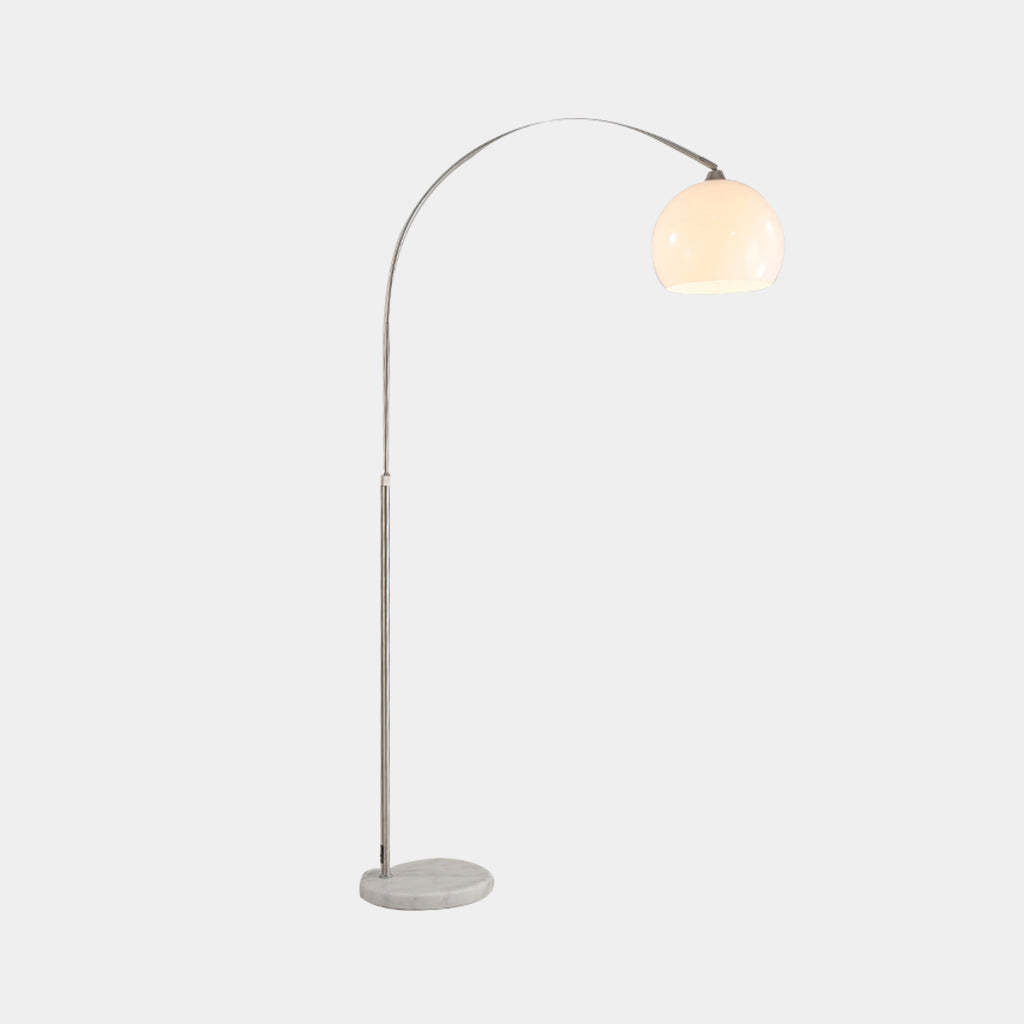 Lampe sur pied arc pêcheur avec abat-jour blanc et pied en marbre