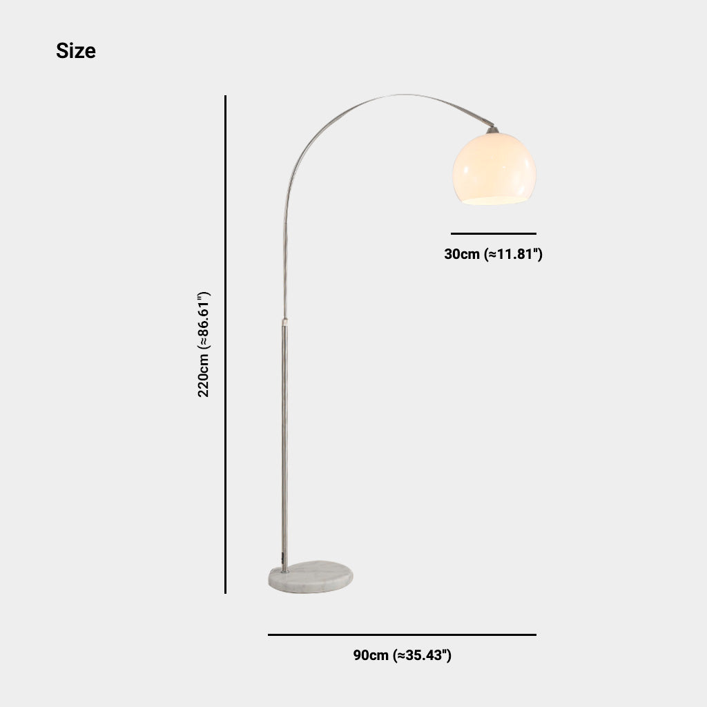 Lampe sur pied arc pêcheur avec abat-jour blanc et pied en marbre