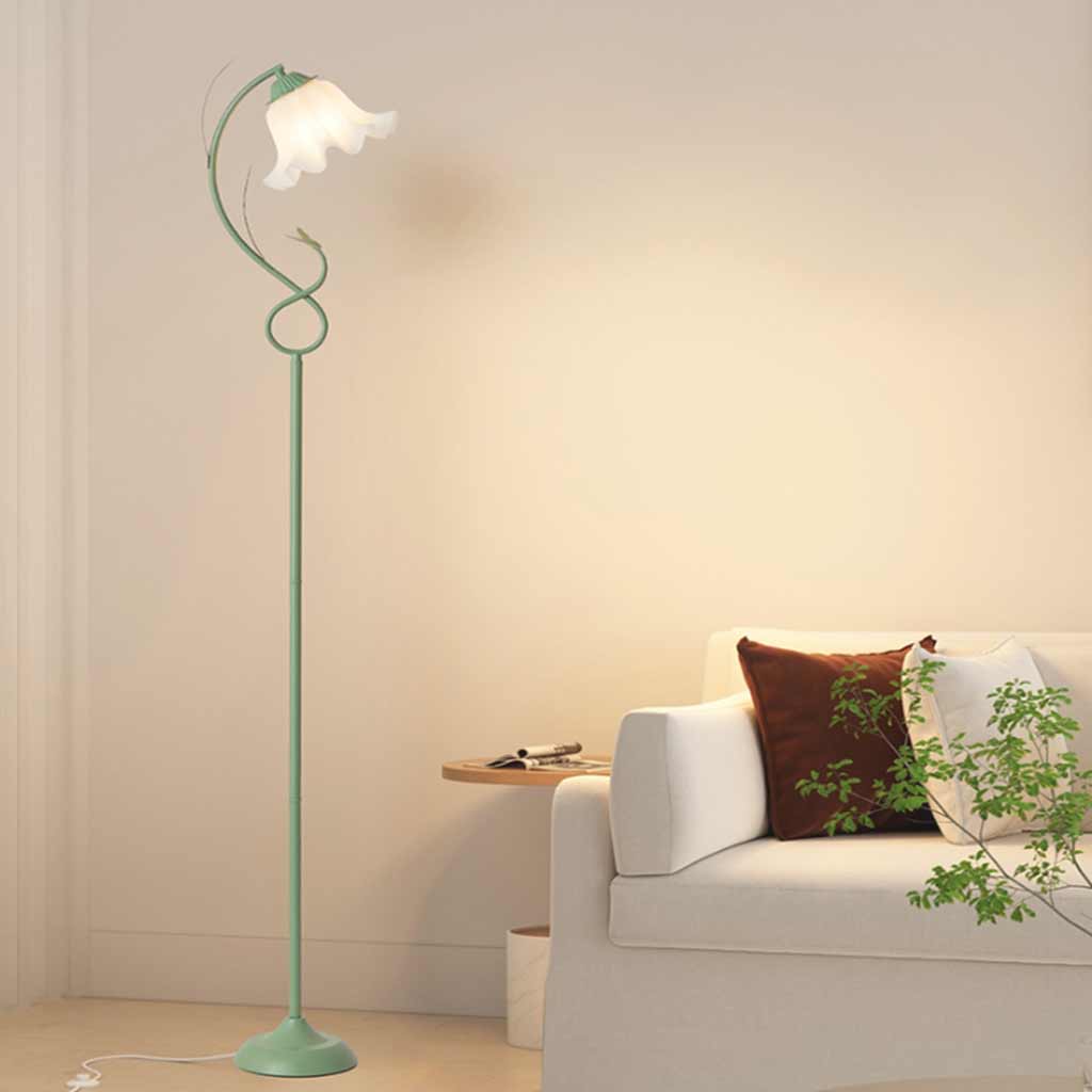 Lampe sur pied crème acrylique fleur muguet, 3 couleurs