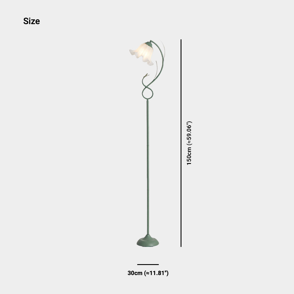 Lampe sur pied crème acrylique fleur muguet, 3 couleurs
