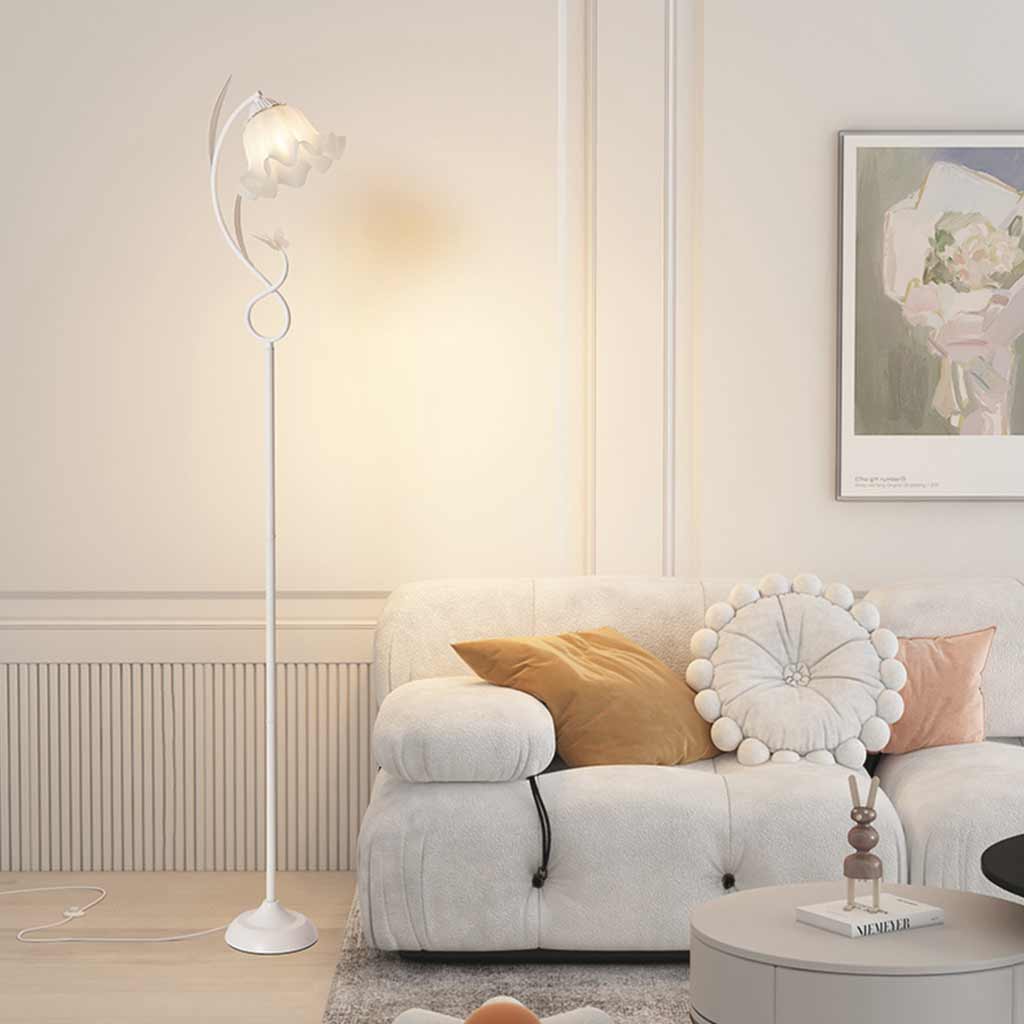 Lampe sur pied crème acrylique fleur muguet, 3 couleurs