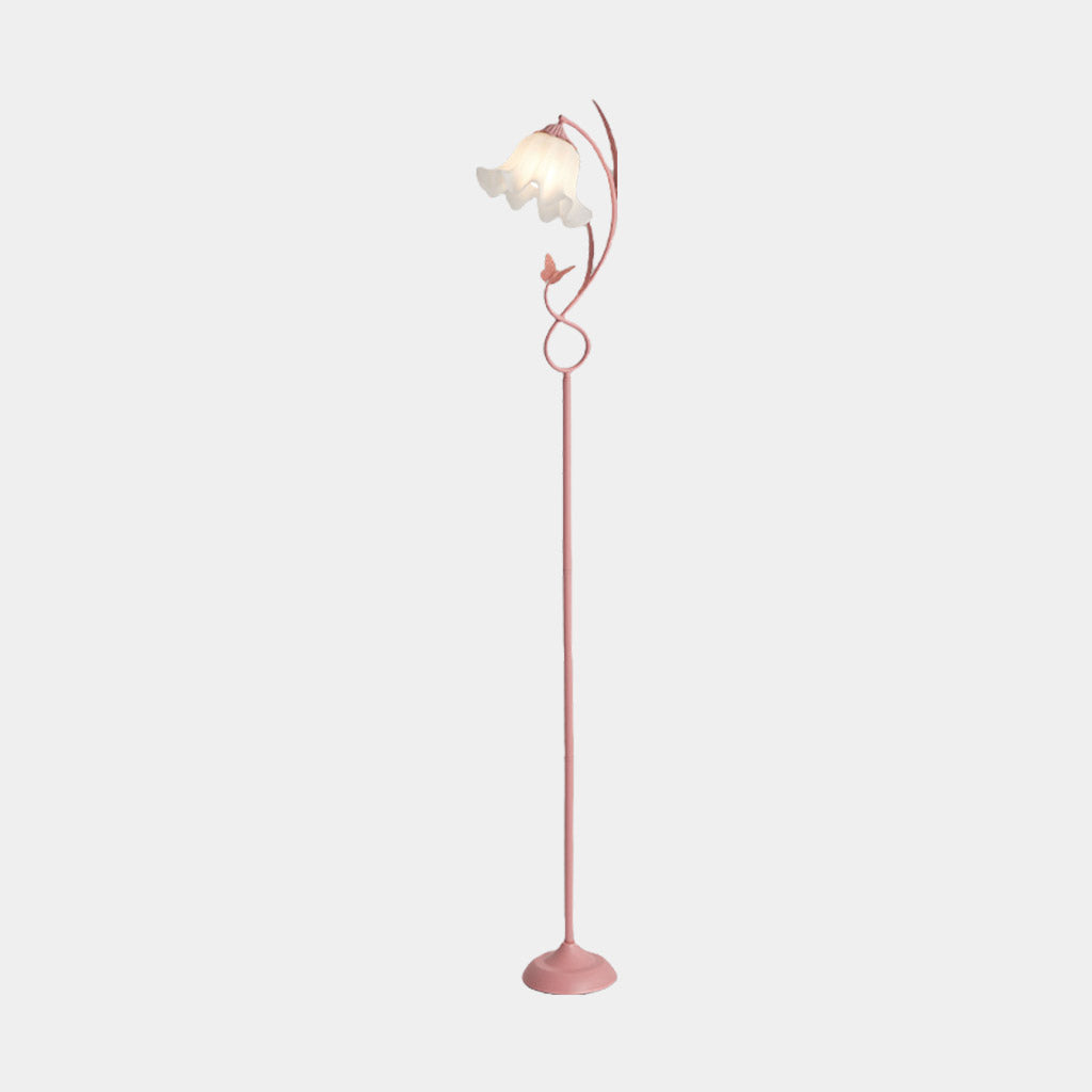 Lampe sur pied crème acrylique fleur muguet, 3 couleurs