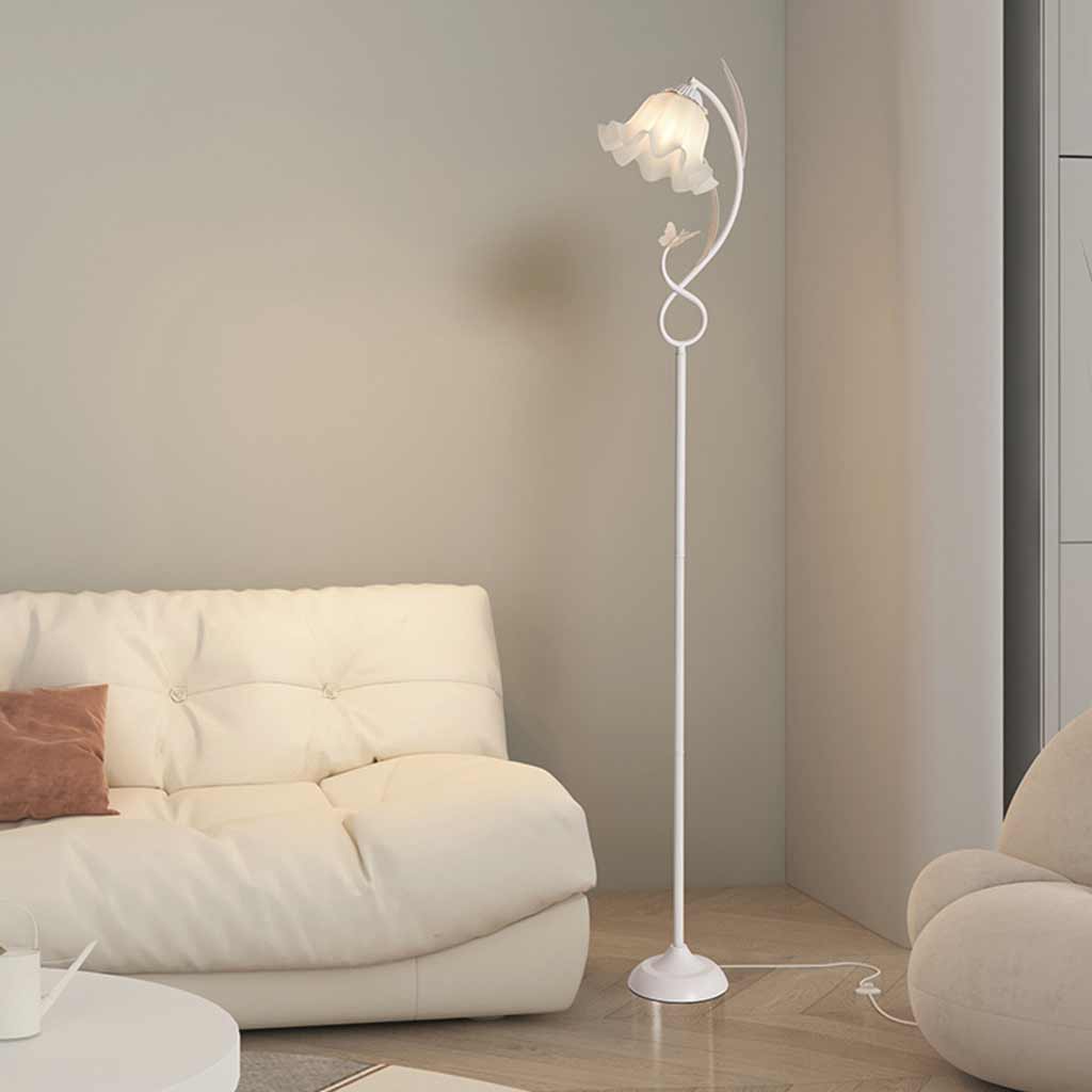 Lampe sur pied crème acrylique fleur muguet, 3 couleurs