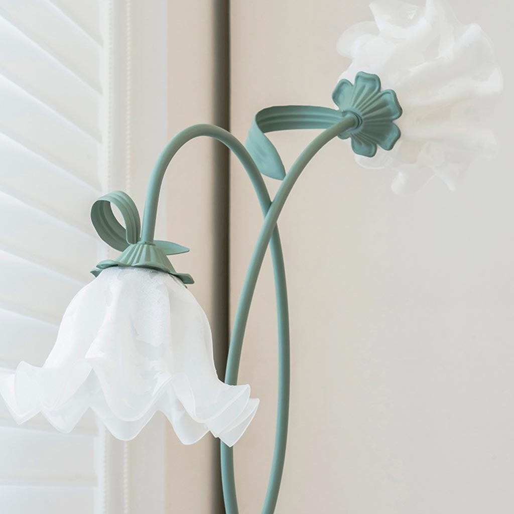 Lampe sur pied Fleur en verre décorative en spirale verte Muguet