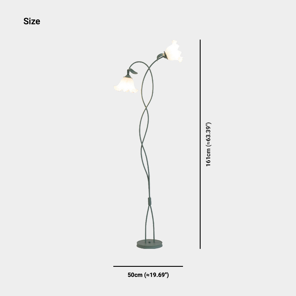 Lampe sur pied Fleur en verre décorative en spirale verte Muguet