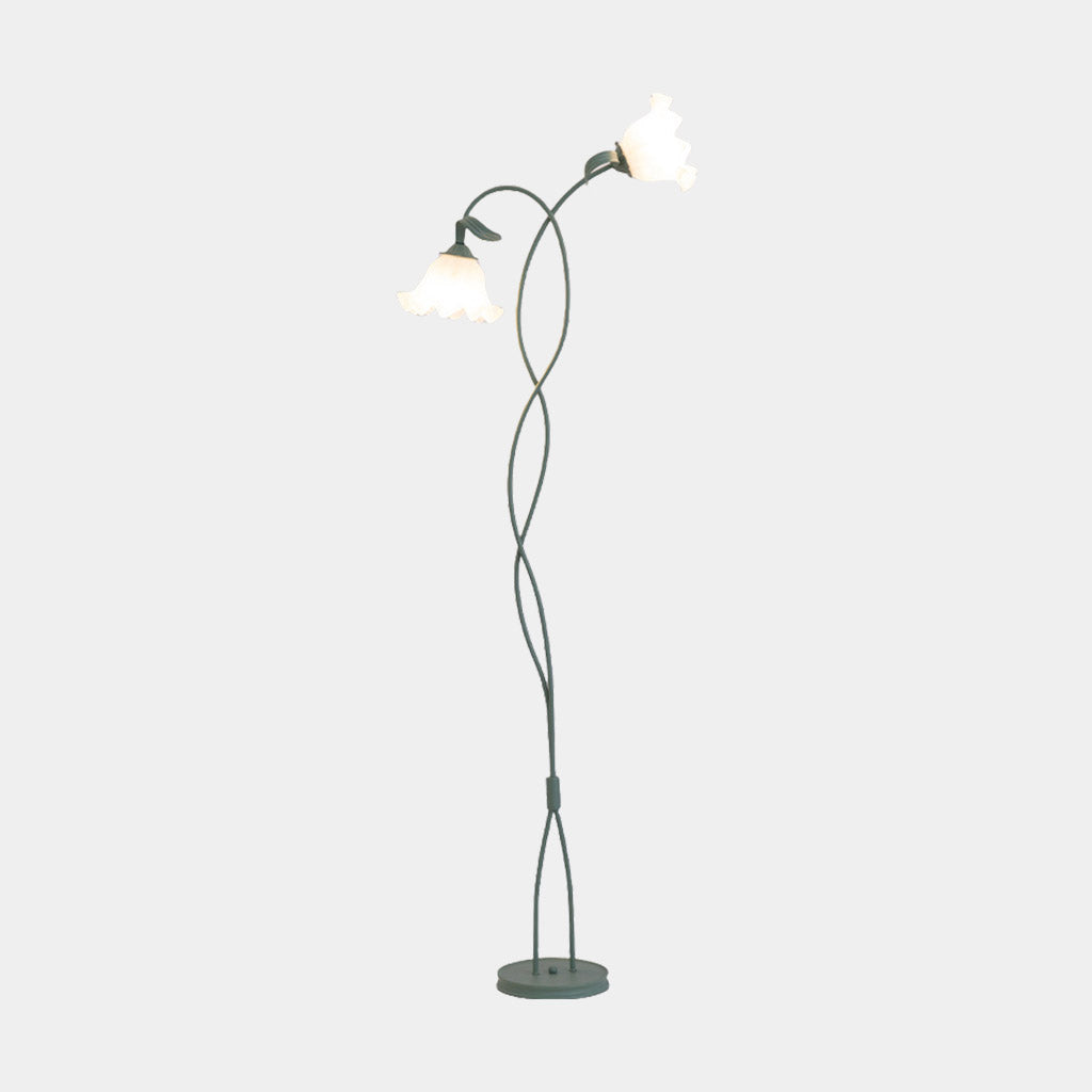 Lampe sur pied Fleur en verre décorative en spirale verte Muguet