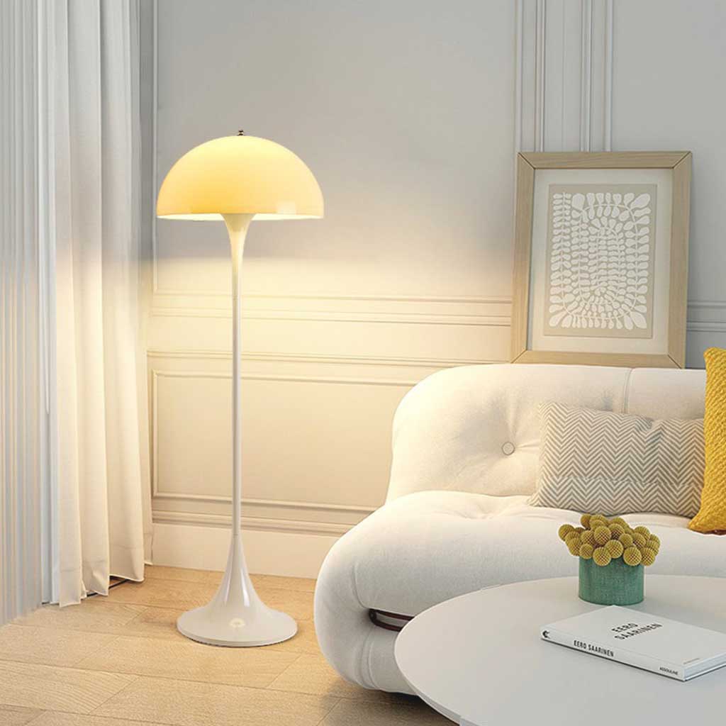 Lampe sur pied moderne simple en acrylique en forme de champignon, blanche