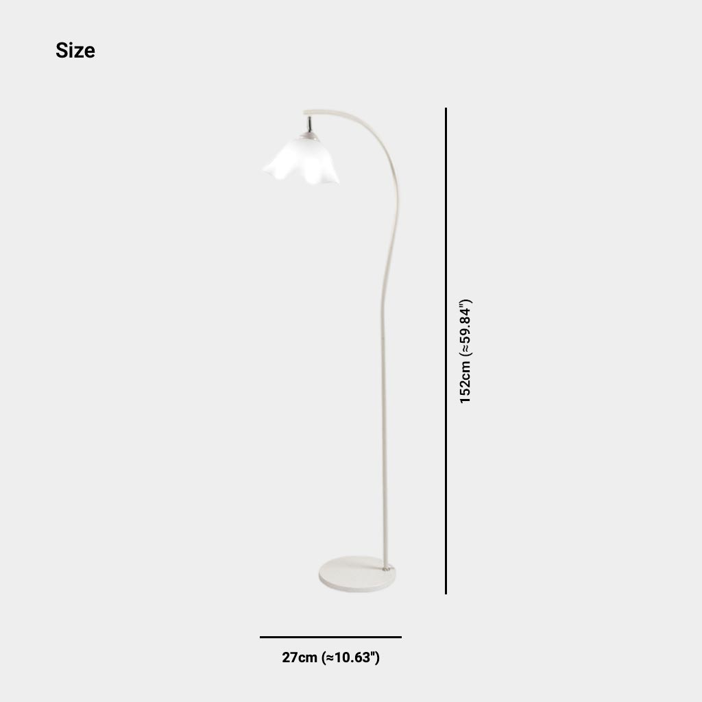 Lampadaire élégant en crème avec arc en fer à fleurs blanches