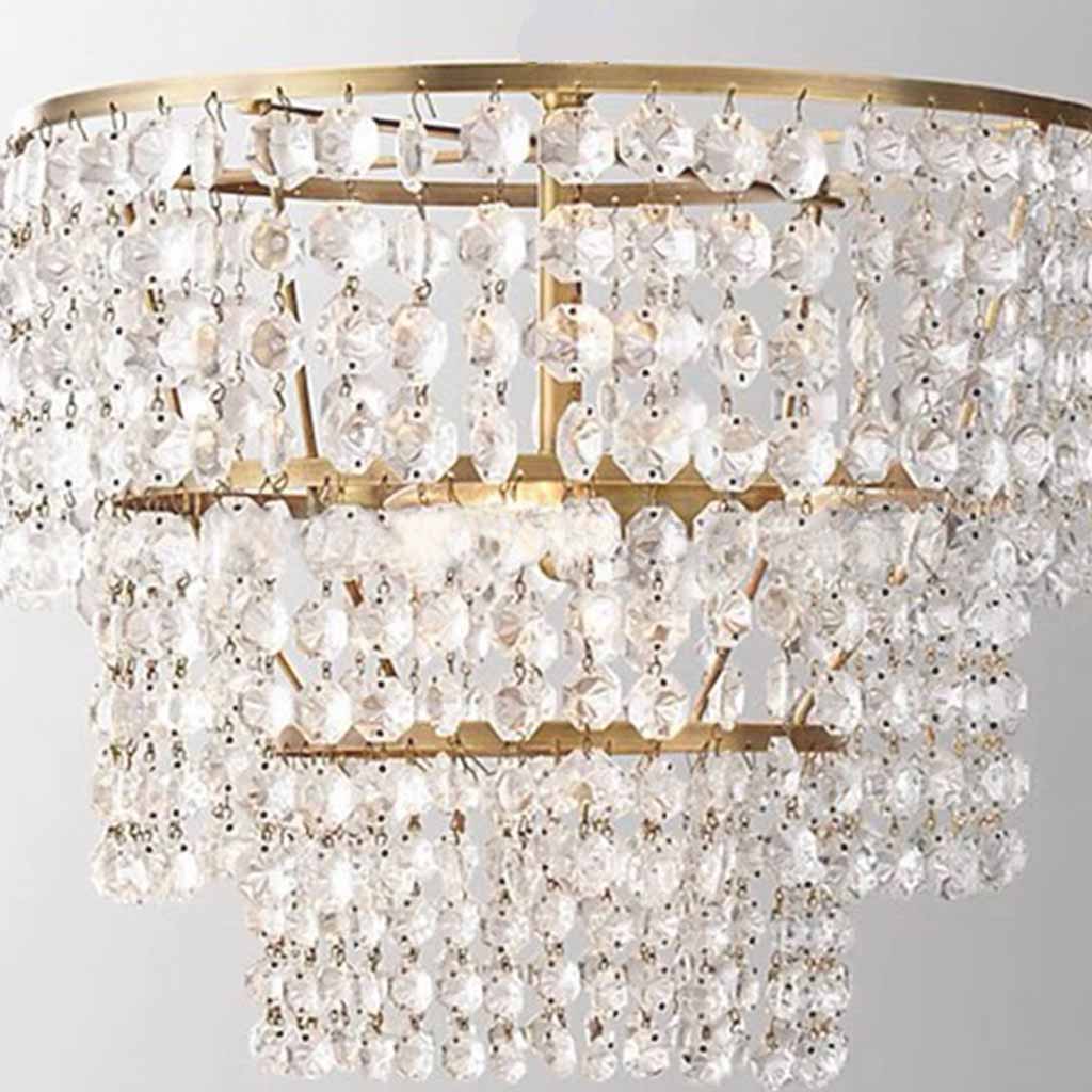 Lampadaire luxe français en laiton cristal rond 3 couches