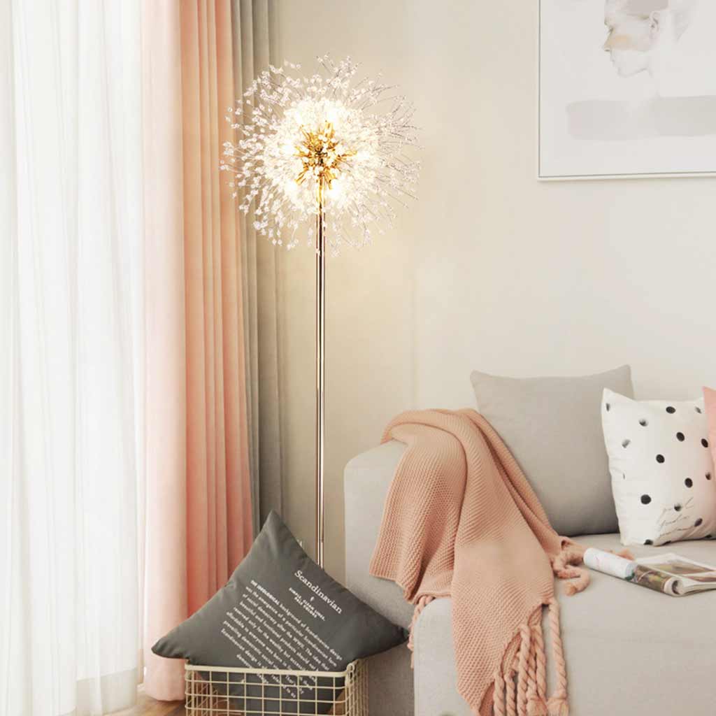 Lampadaire magnifique en cristal Pissenlit, or / argent