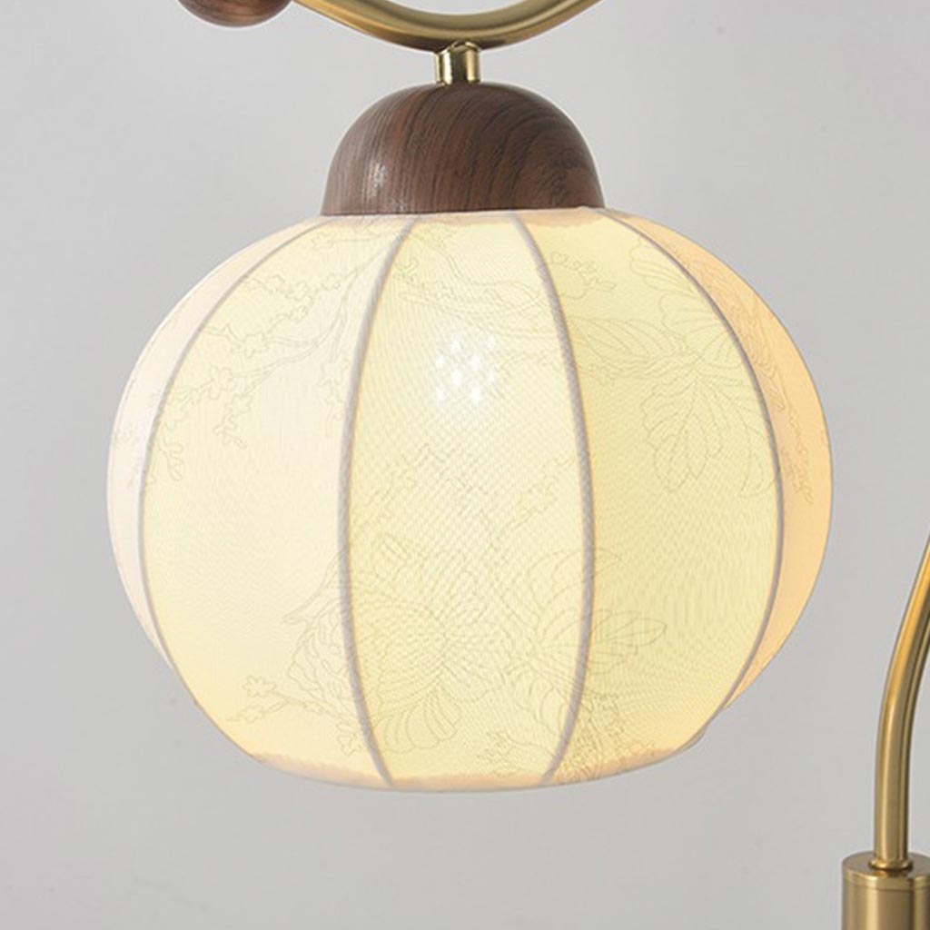 Lampe de table / lampe sur pied vintage avec abat-jour en tissu