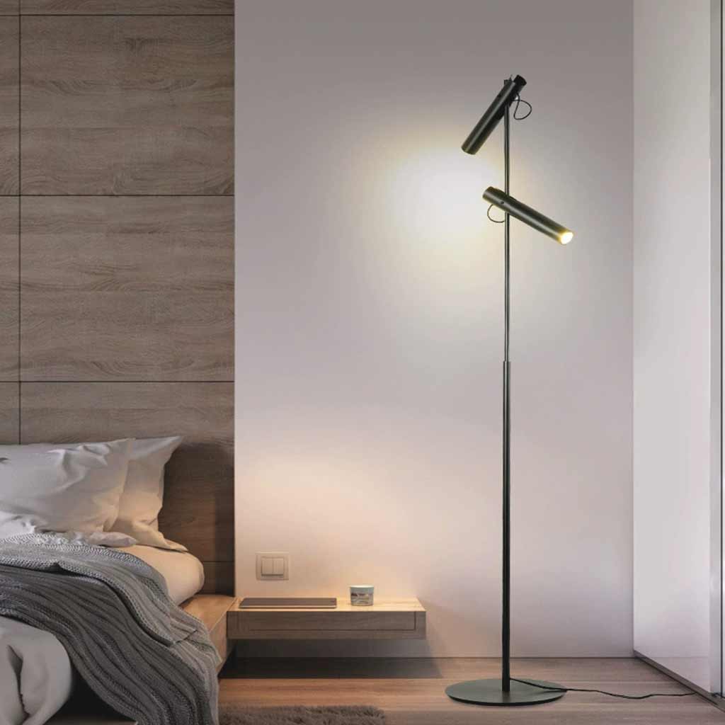 Lampe sur pied minimaliste avec projecteurs réglables, noir