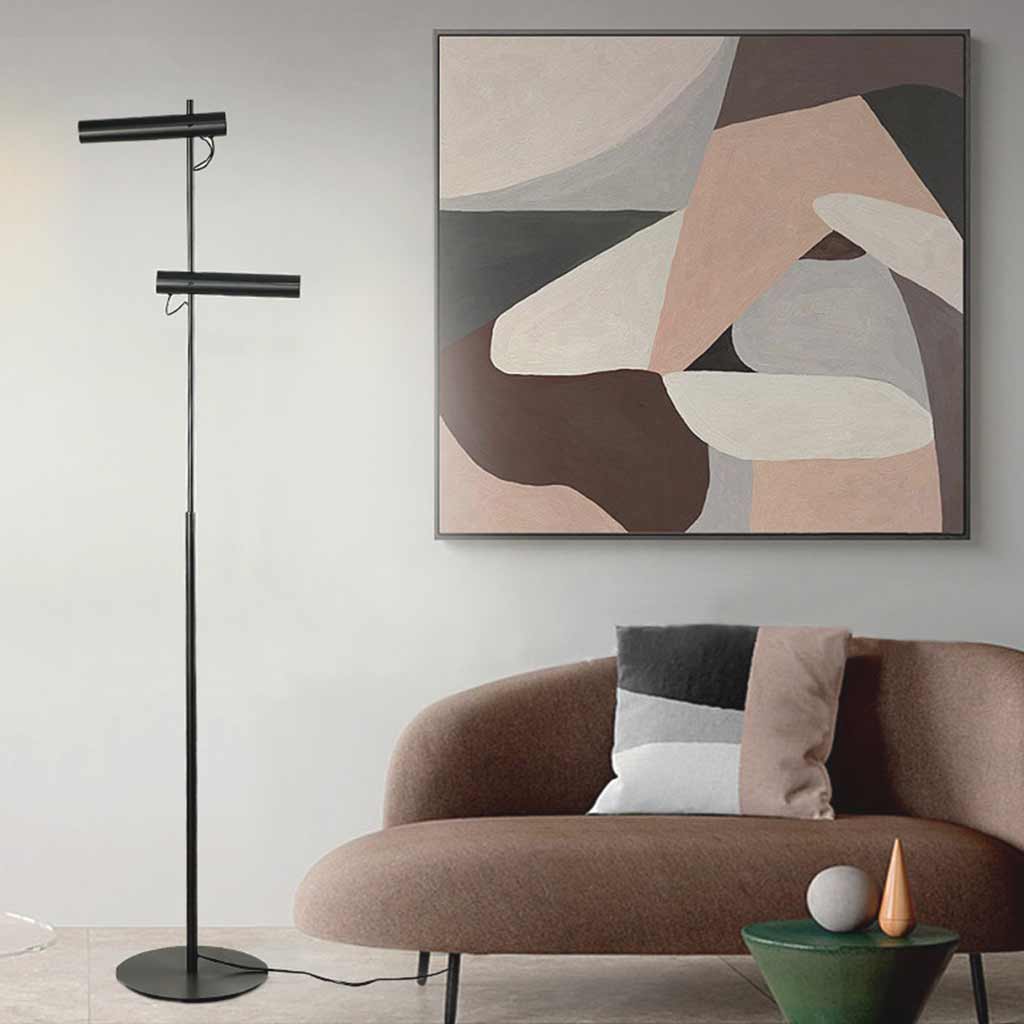 Lampe sur pied minimaliste avec projecteurs réglables, noir