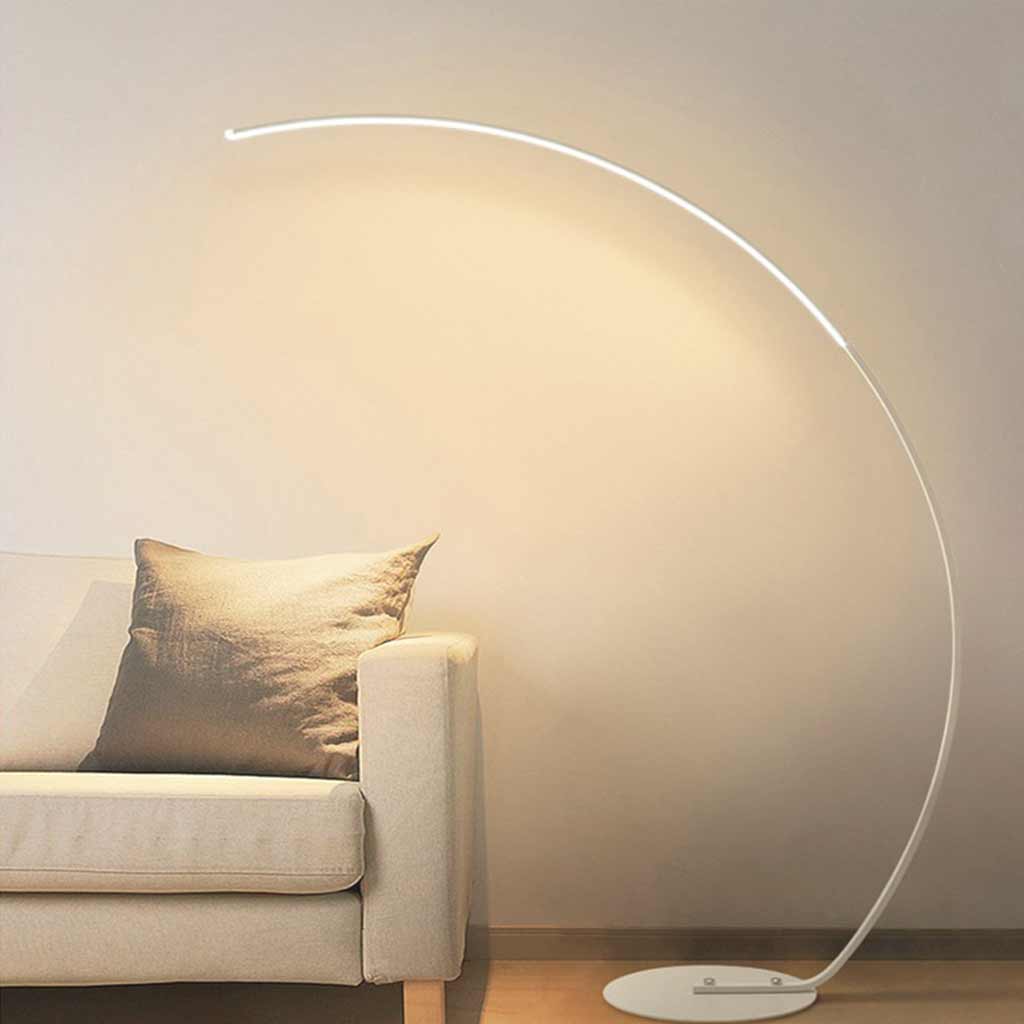 Lampe sur pied arc minimaliste LED dimmable, noir / blanc