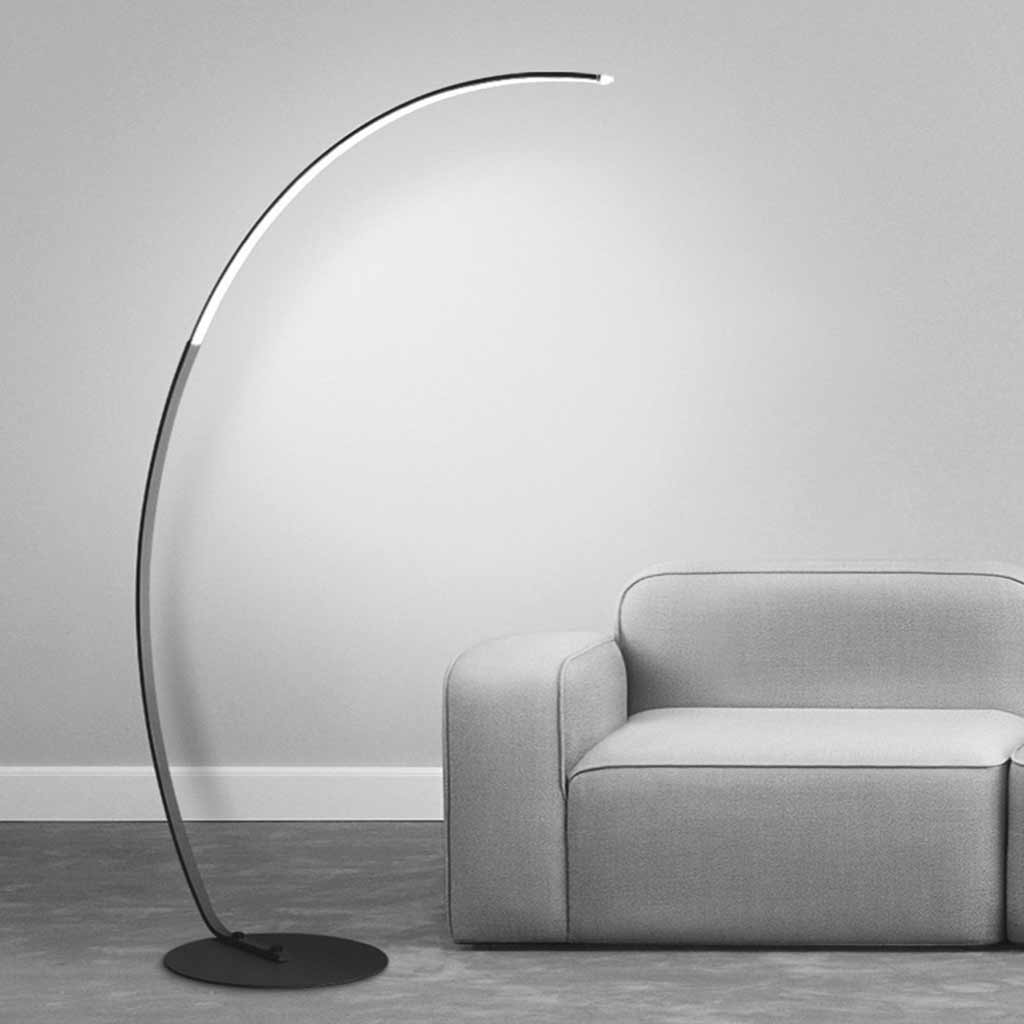 Lampe sur pied arc minimaliste LED dimmable, noir / blanc