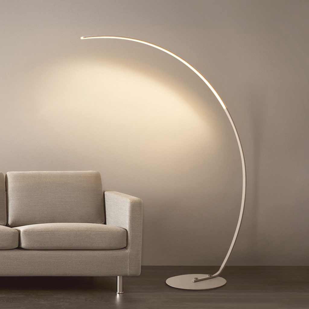 Lampe sur pied arc minimaliste LED dimmable, noir / blanc