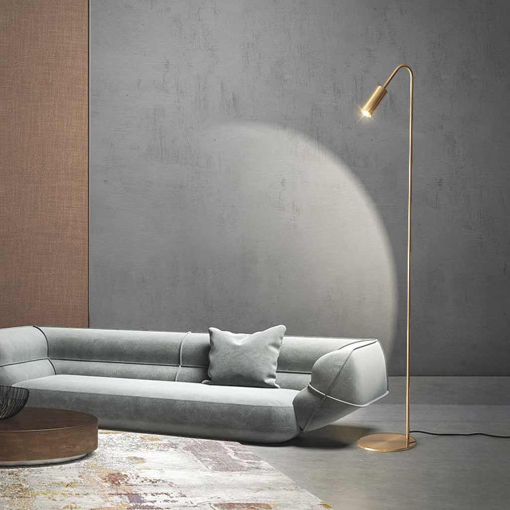 Lampe sur pied Minimaliste en cuivre avec projecteurs LED, noir / or