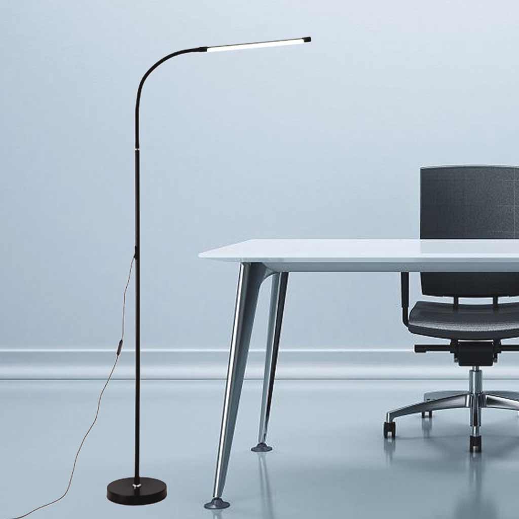 Lampe sur pied minimaliste slim LED dimmable pour étude, noir