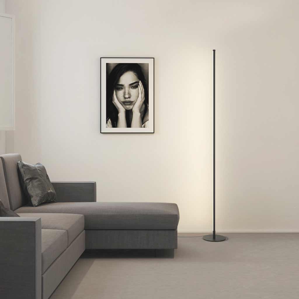Lampadaire minimaliste, linéaire et dimmable LED, noir / blanc