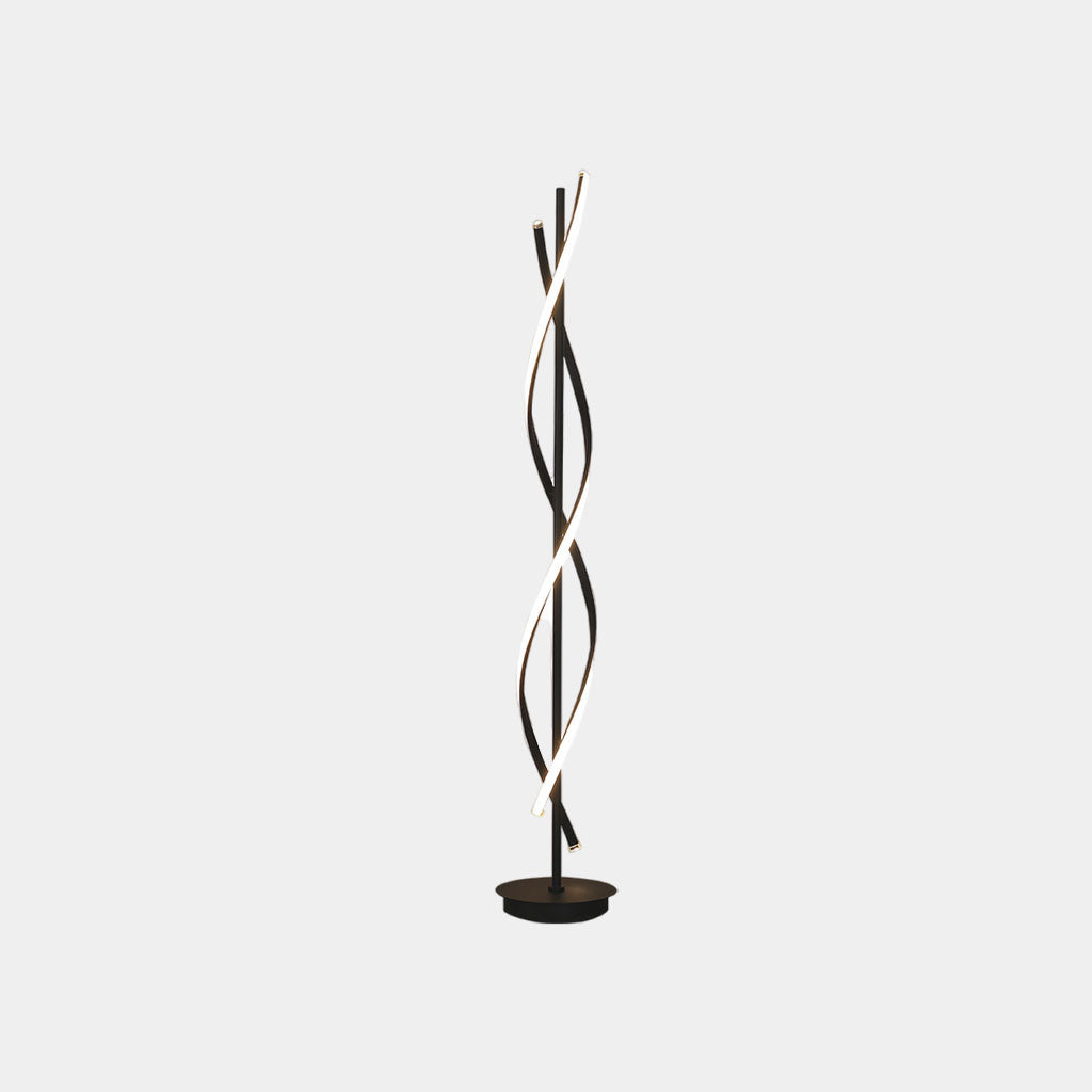 Lampe sur pied LED en spirale minimaliste, noir / blanc
