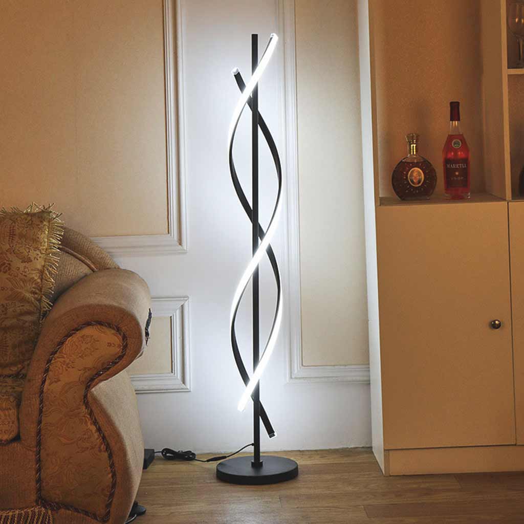 Lampe sur pied LED en spirale minimaliste, noir / blanc