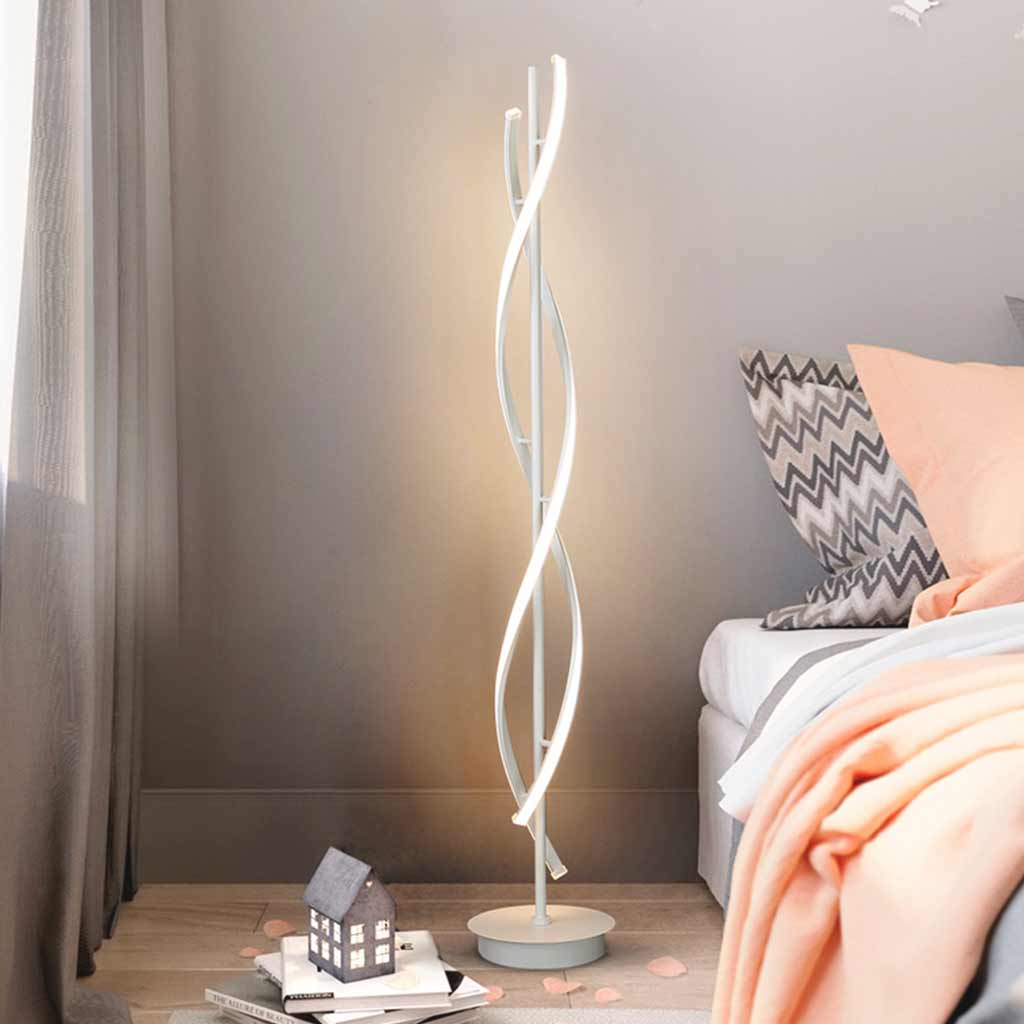 Lampe sur pied LED en spirale minimaliste, noir / blanc