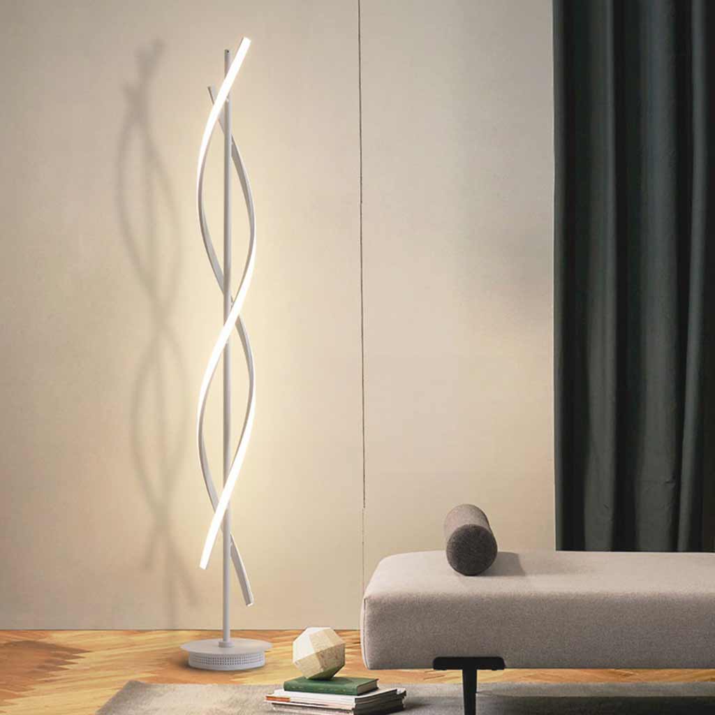 Lampe sur pied LED en spirale minimaliste, noir / blanc