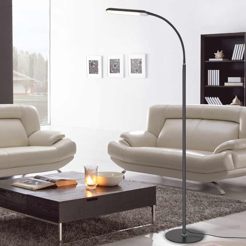Lampadaire moderne en arc dimmable LED, noir / blanc