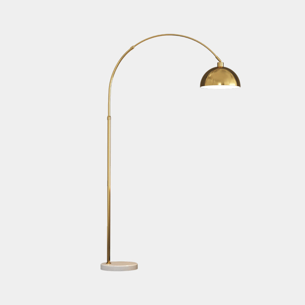 Lampadaire moderne en arc avec dôme de pêche, noir / or