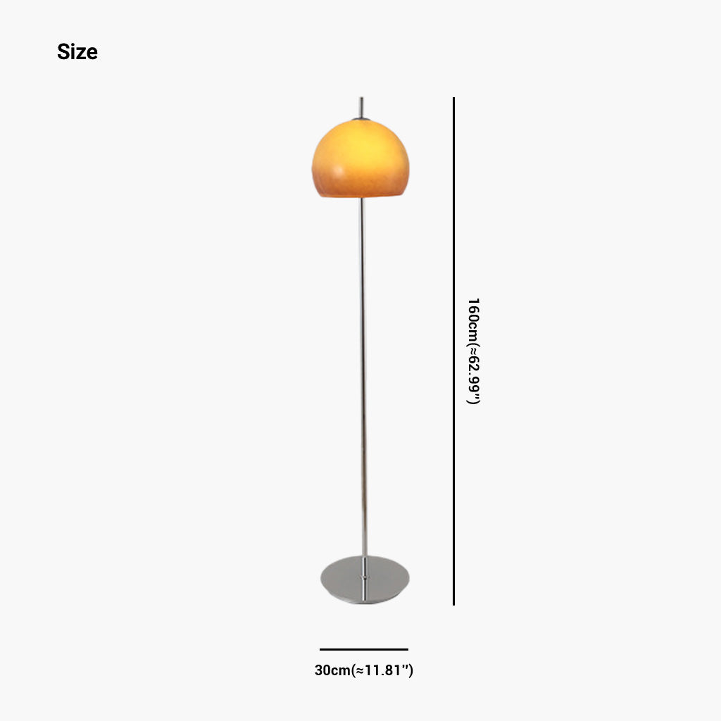 Lampe sur pied Rétro Bauhaus Dôme Champignon en Verre, Blanc/Orange