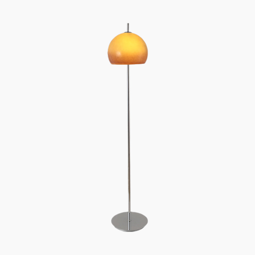 Lampe sur pied Rétro Bauhaus Dôme Champignon en Verre, Blanc/Orange