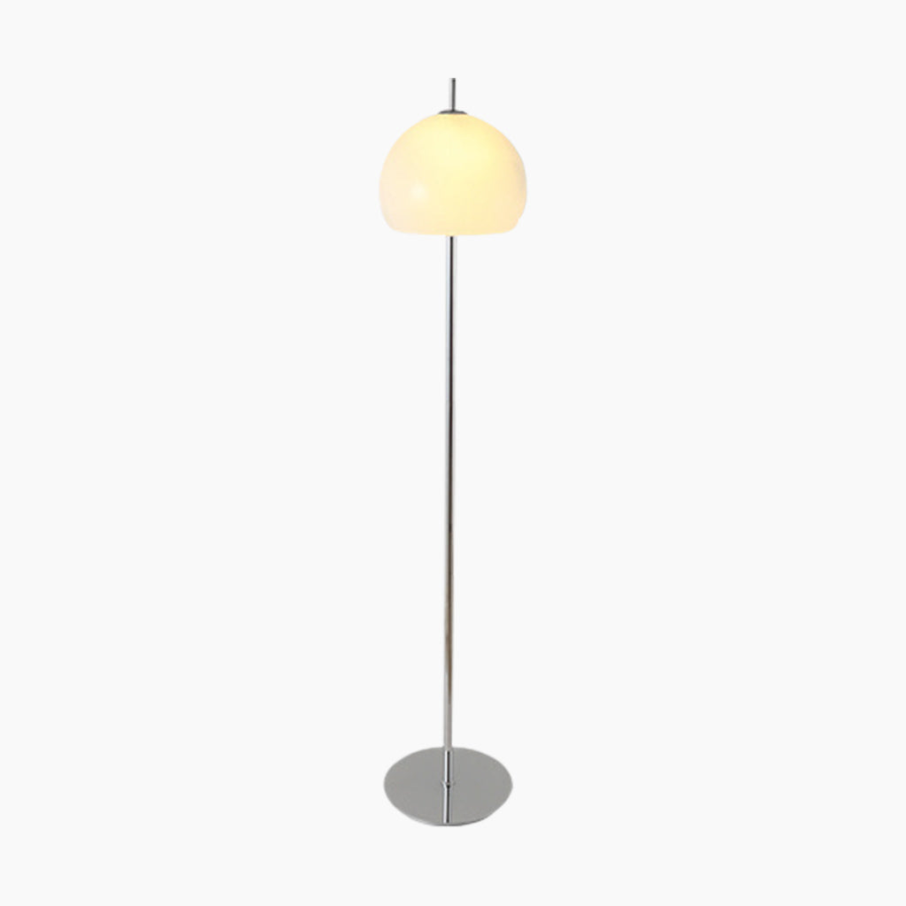 Lampe sur pied Rétro Bauhaus Dôme Champignon en Verre, Blanc/Orange