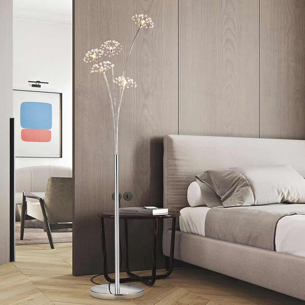 Lampe sur pied Noords Cristal Fleur Pissenlit, chrome
