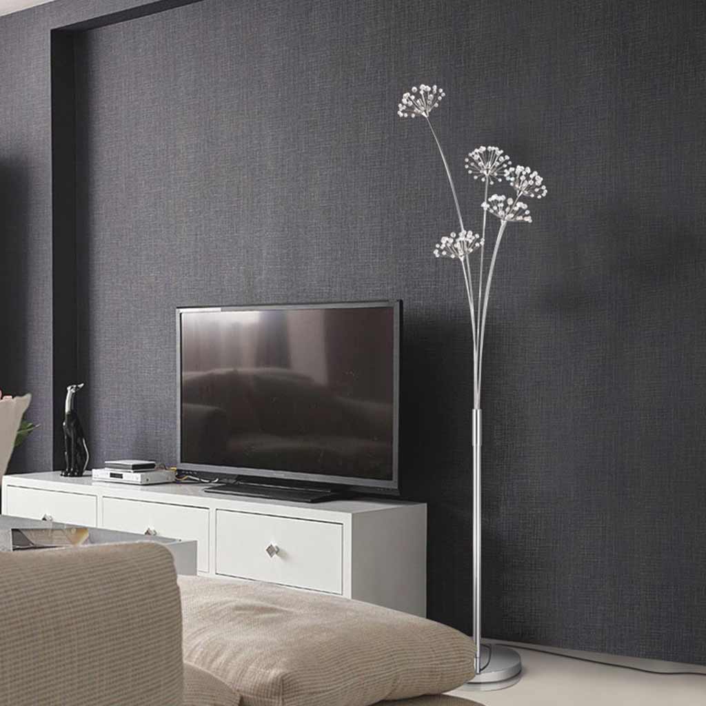 Lampe sur pied Noords Cristal Fleur Pissenlit, chrome