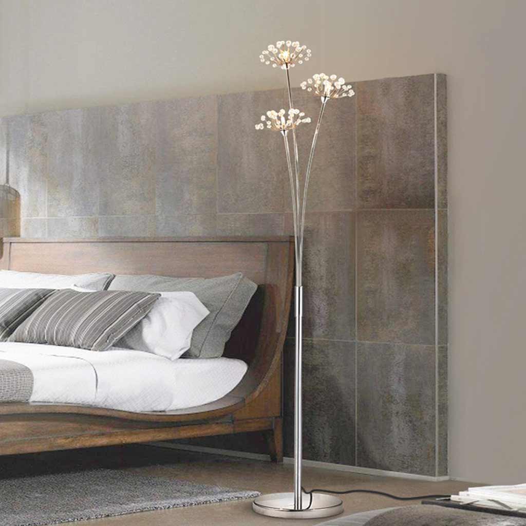 Lampe sur pied Noords Cristal Fleur Pissenlit, chrome