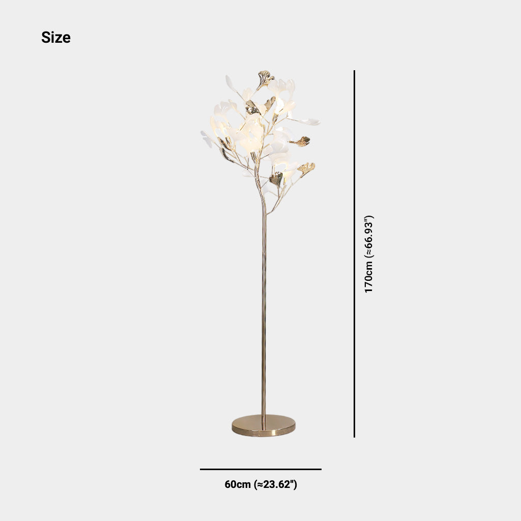 Lampe sur pied décorative en céramique avec feuilles de ginkgo