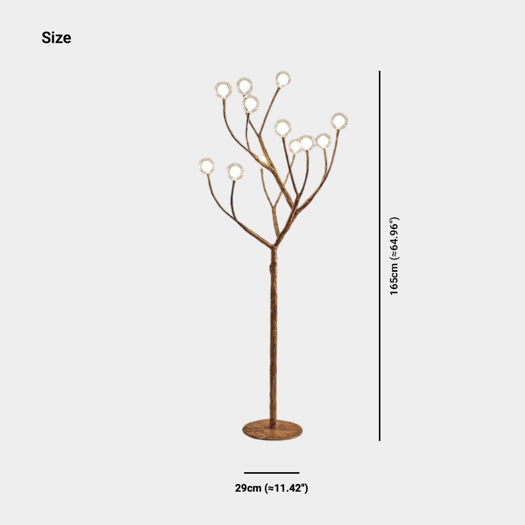 Lampe sur pied rétro en métal naturel branche d'arbre Plusieurs globes terrestres