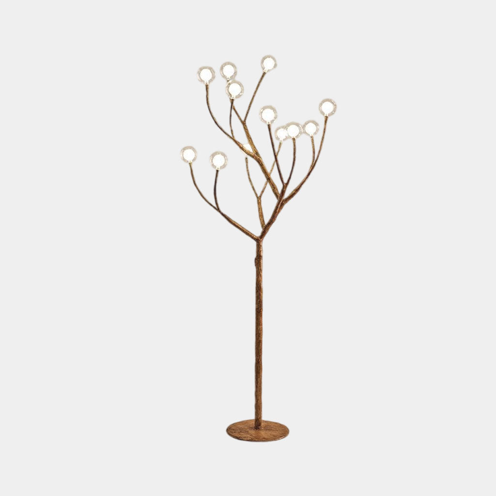 Lampe sur pied rétro en métal naturel branche d'arbre Plusieurs globes terrestres