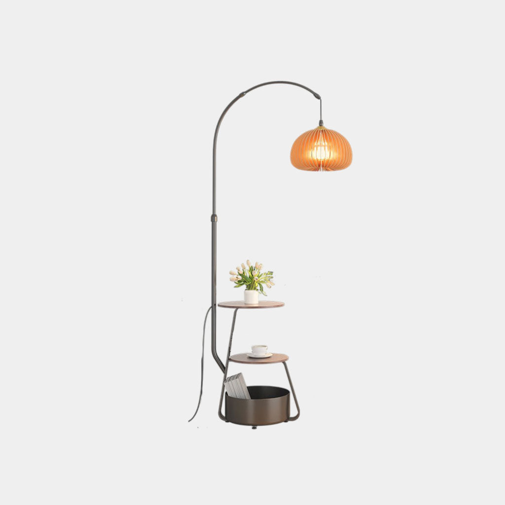 Lampe sur pied rétro ronde réglable avec table
