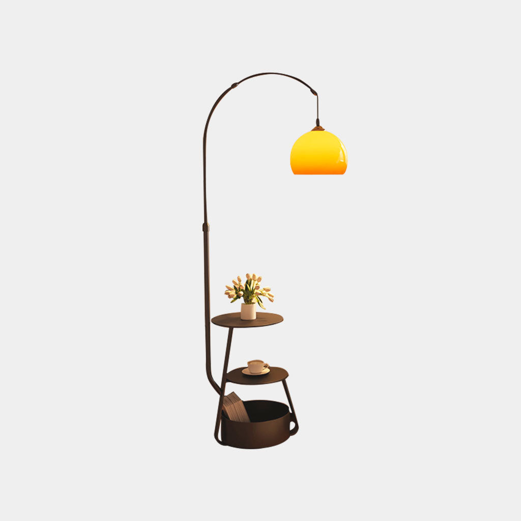 Lampe sur pied rétro ronde réglable avec table