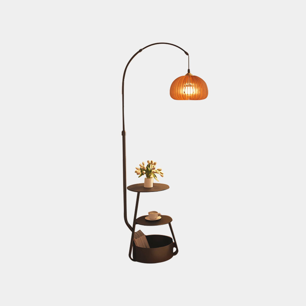 Lampe sur pied rétro ronde réglable avec table